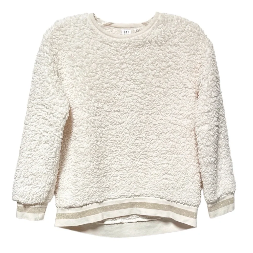Gap Kids Sherpa Crewneck Sweatshirt Ivory Frost